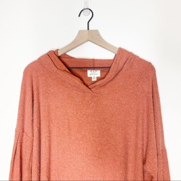 NEW PST Project Social T Rust Wren Long Sleeve Cozy Rib Knit Hoodie XL - Picture 4 of 11